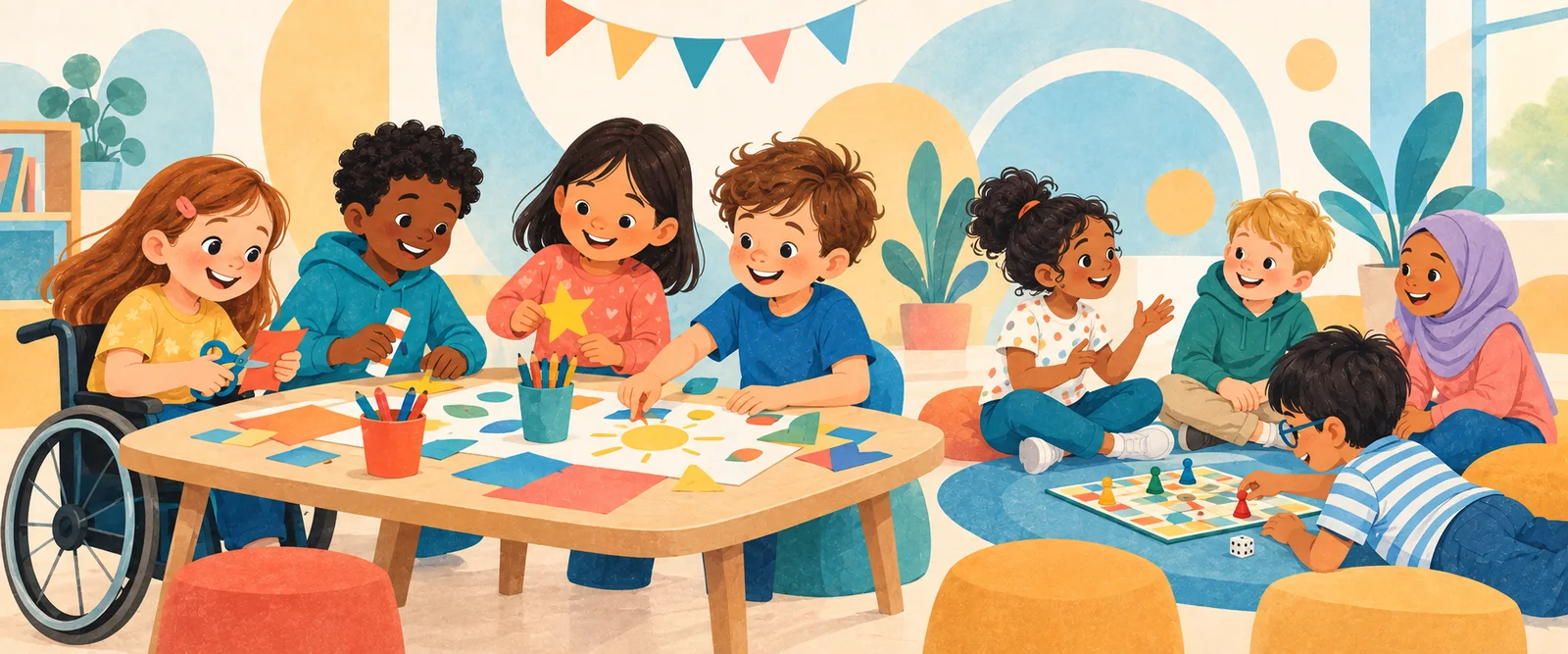 Illustration of children enjoying an inclusive community group