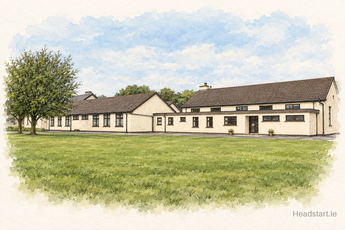 Watercolour illustration of the Newtown Dunleckney Mixed building, Newtown
