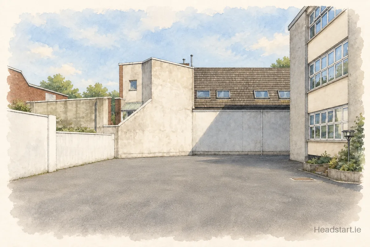 Watercolour illustration of the Dominican Primary School building, Dun Laoghaire