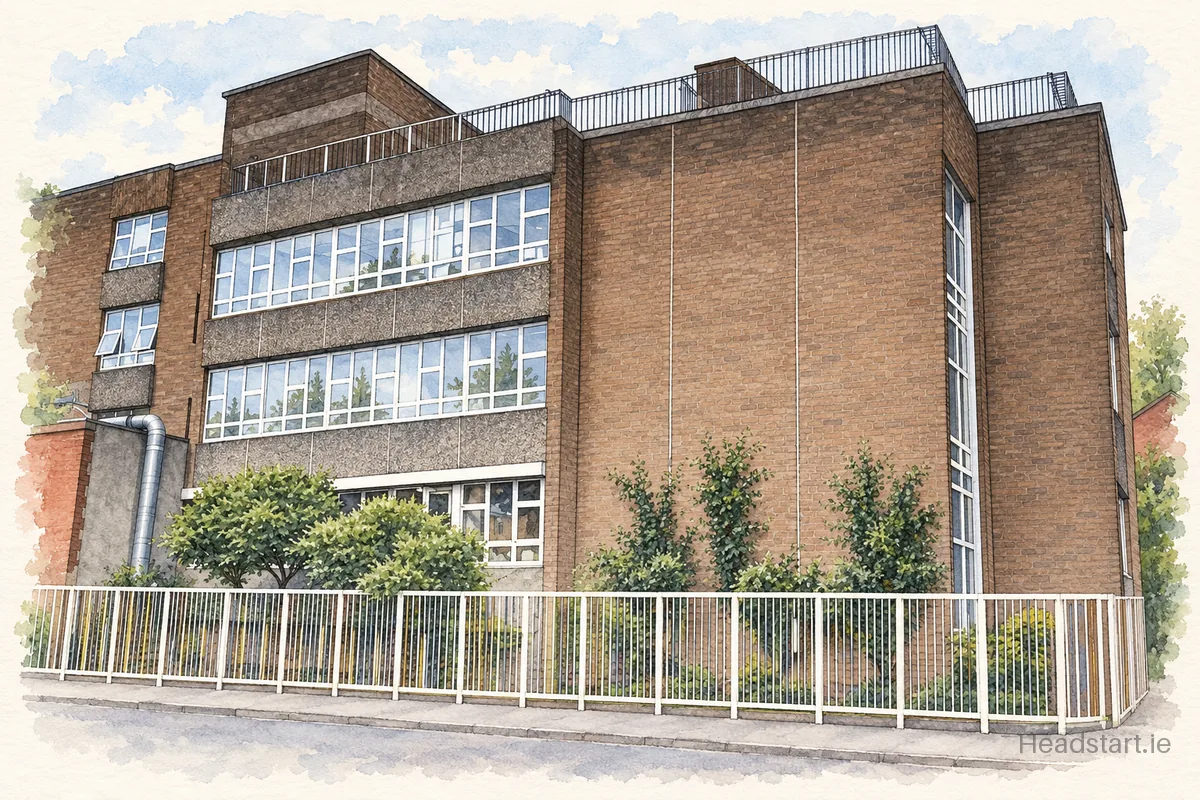 Watercolour illustration of the Presentation Primary School Georges Hill building, Halston Street