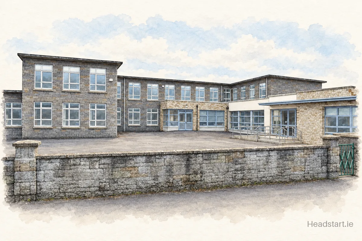 Watercolour illustration of the St Josephs Girls National School building, Mountmellick