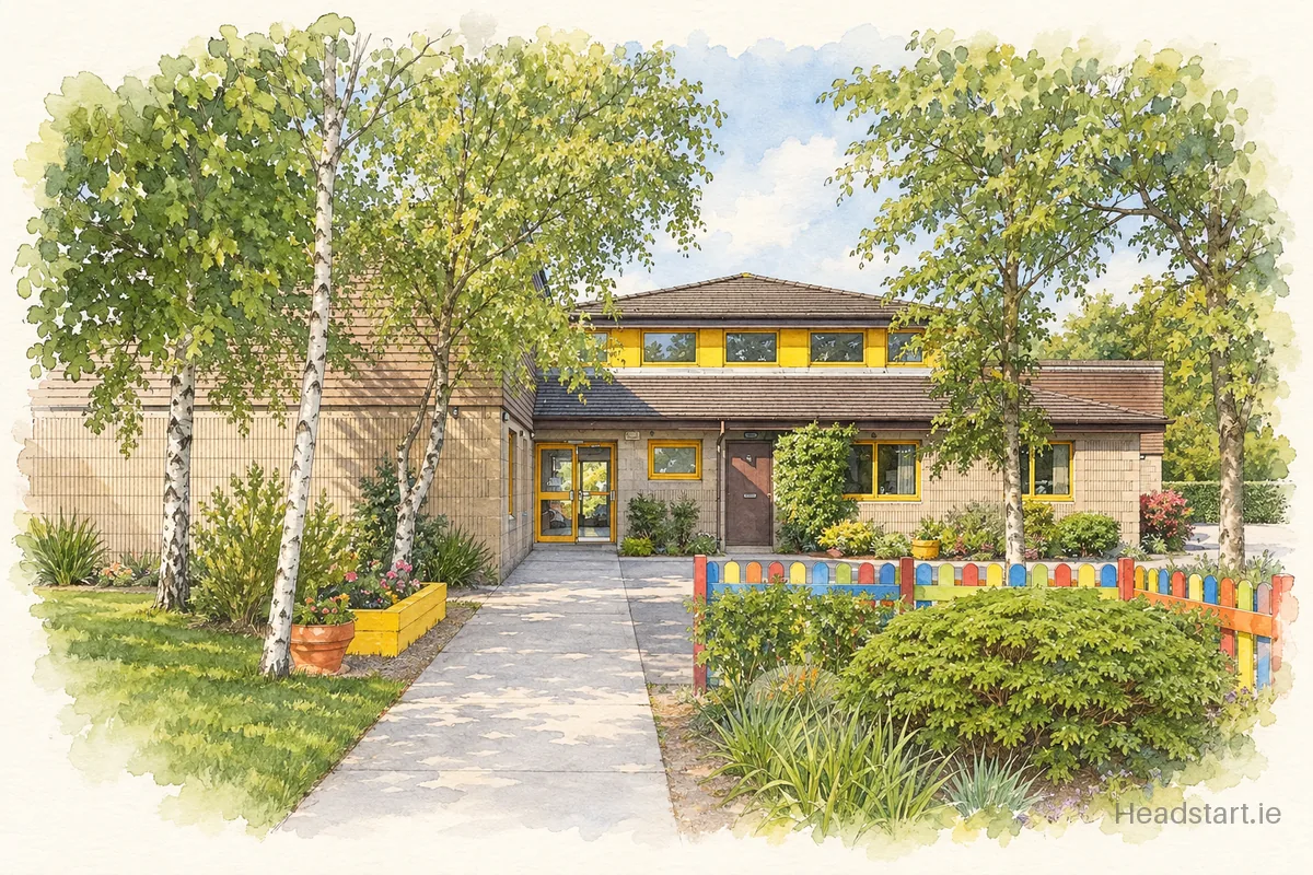 Watercolour illustration of the Glenbrien National School building, Enniscorthy