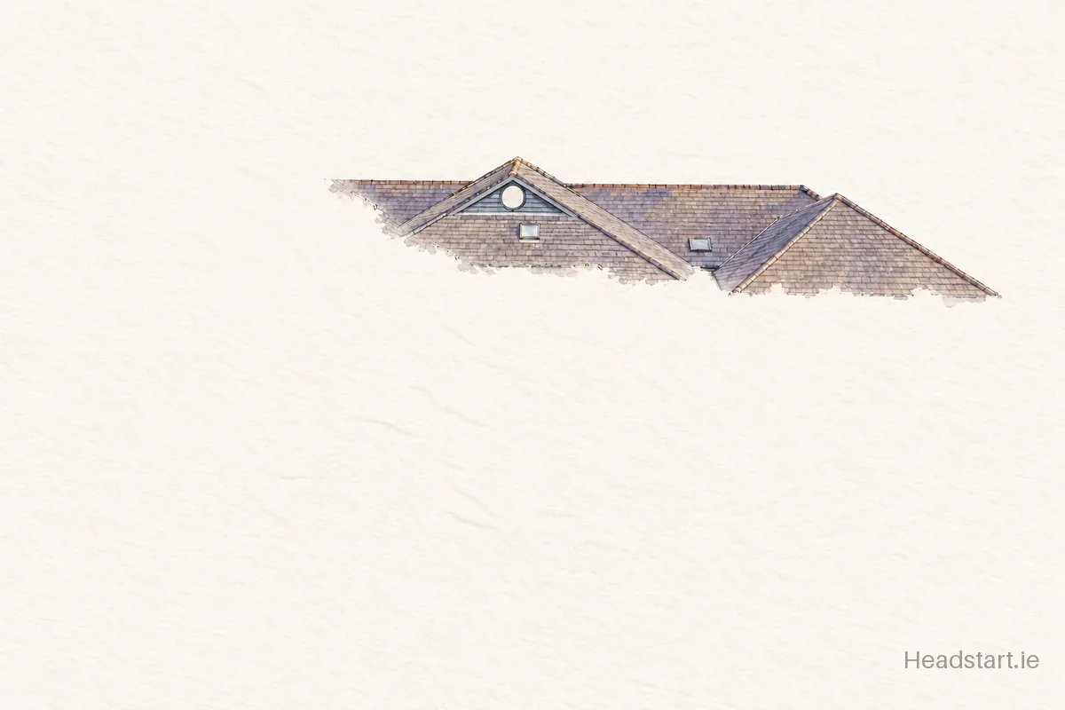 Watercolour illustration of the Delgany National School building, Delgany