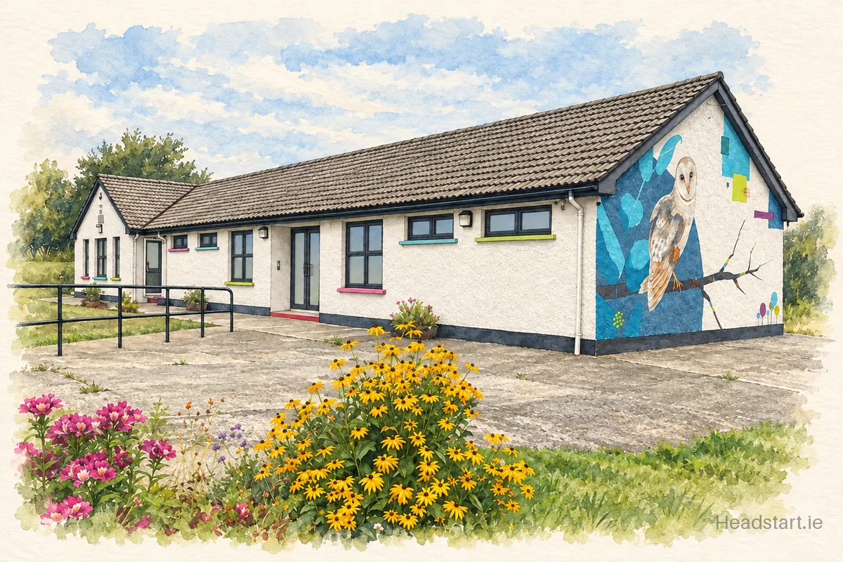 Watercolour illustration of the Fedamore National School building, Kilmallock