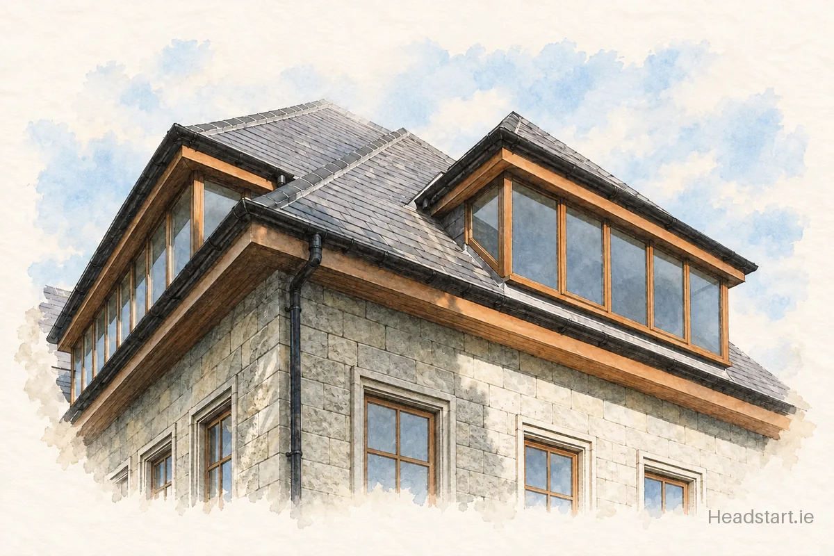 Watercolour illustration of the Dalkey National School (2) building, Dalkey