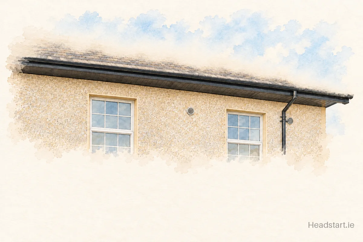 Watercolour illustration of the Kilteevan National School building, Roscommon