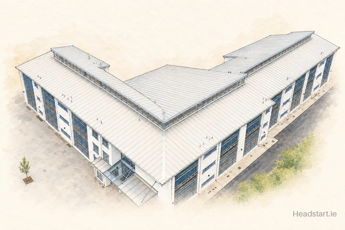 Watercolour illustration of the Mercy Convent Primary School building, Naas