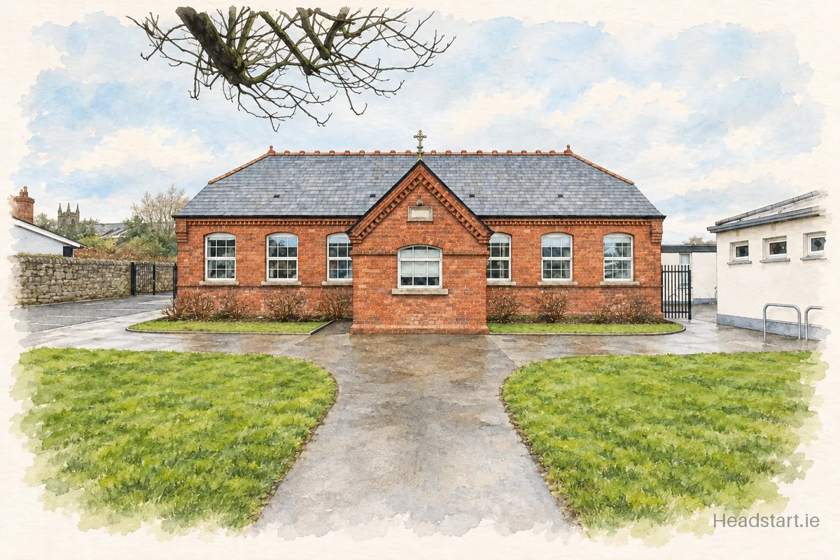 Watercolour illustration of the Harold Boys National School building, Dalkey