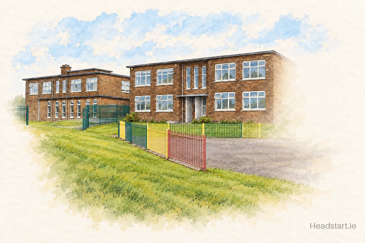 Watercolour illustration of the Scoil Iosaef Naofa building, Cobh