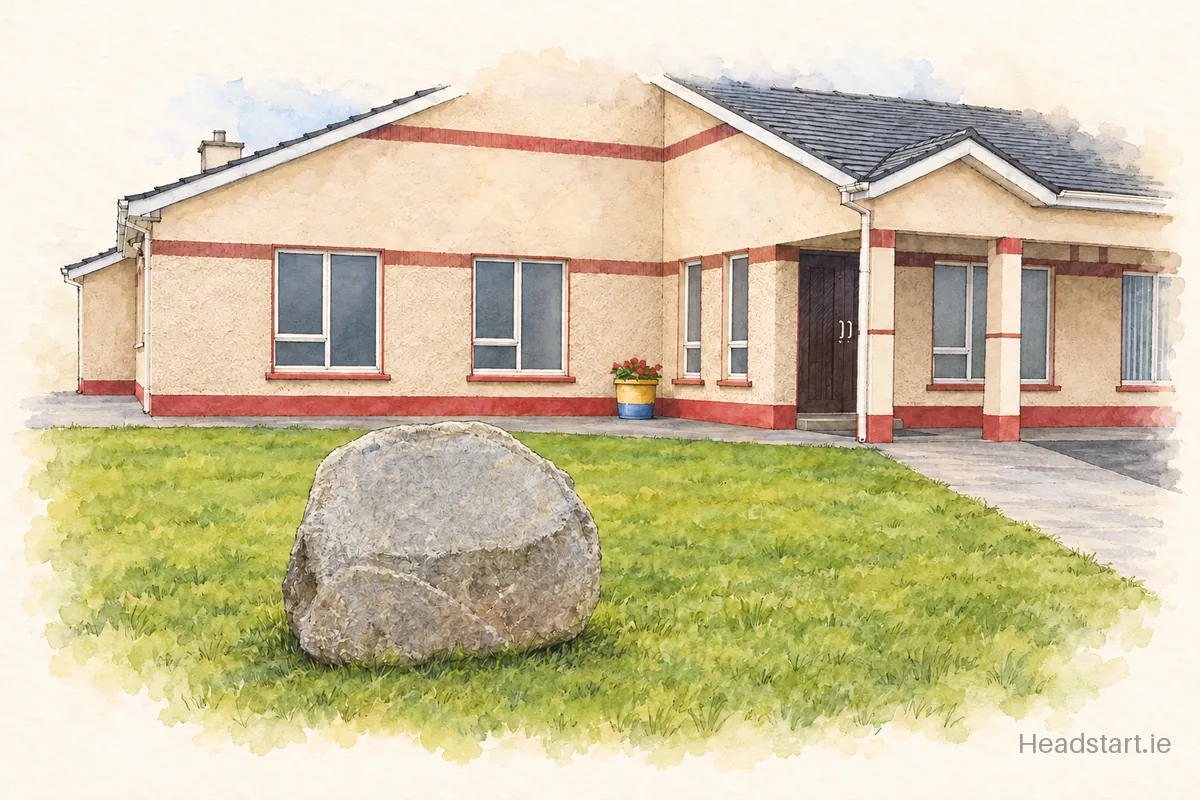 Watercolour illustration of the St. Josephs National School building, Loughrea