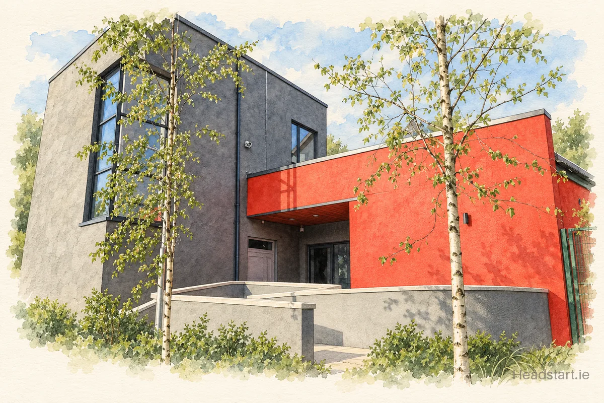 Watercolour illustration of the St Joseph's Mercy Primary School building, Navan