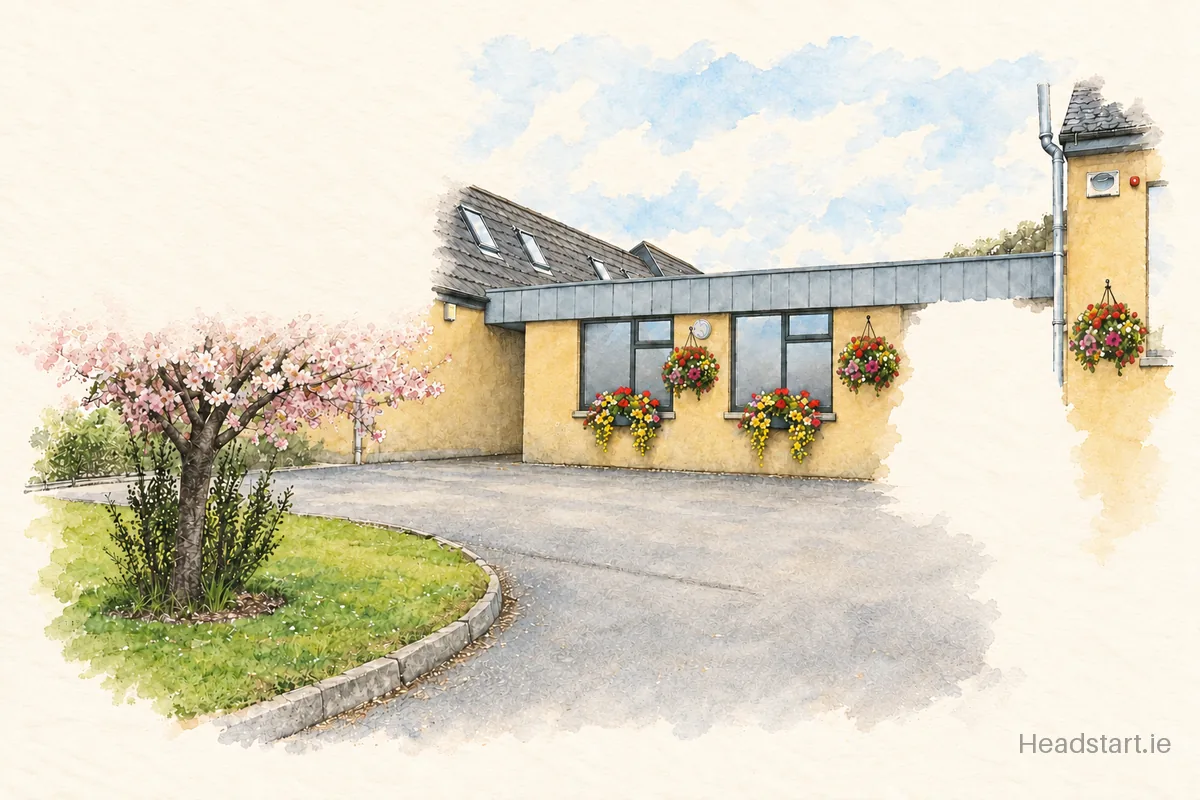 Watercolour illustration of the Convent Junior School building, Castleblayney