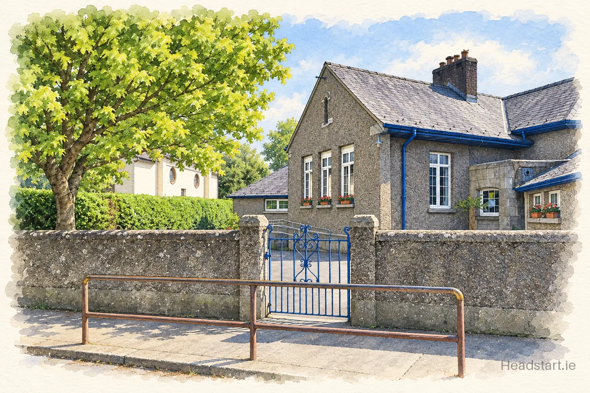 Watercolour illustration of the St Brigids Boys National School building, Foxrock