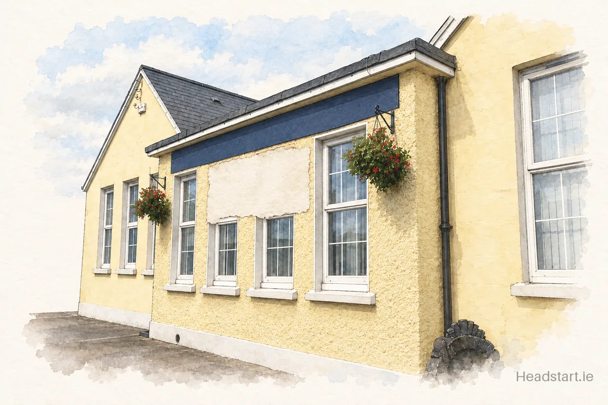 Watercolour illustration of the St Patricks Girls National School building, Limerick