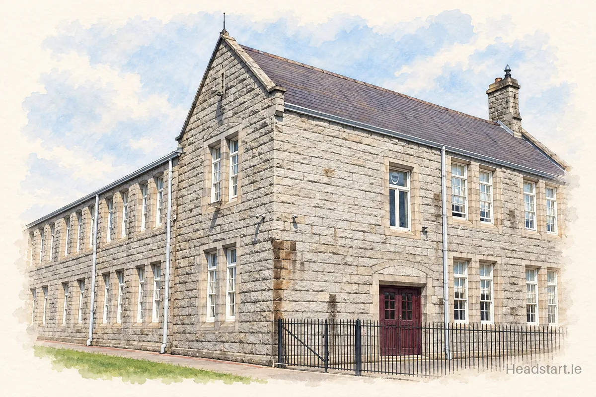 Watercolour illustration of the St Columba's School building, Glasnevin