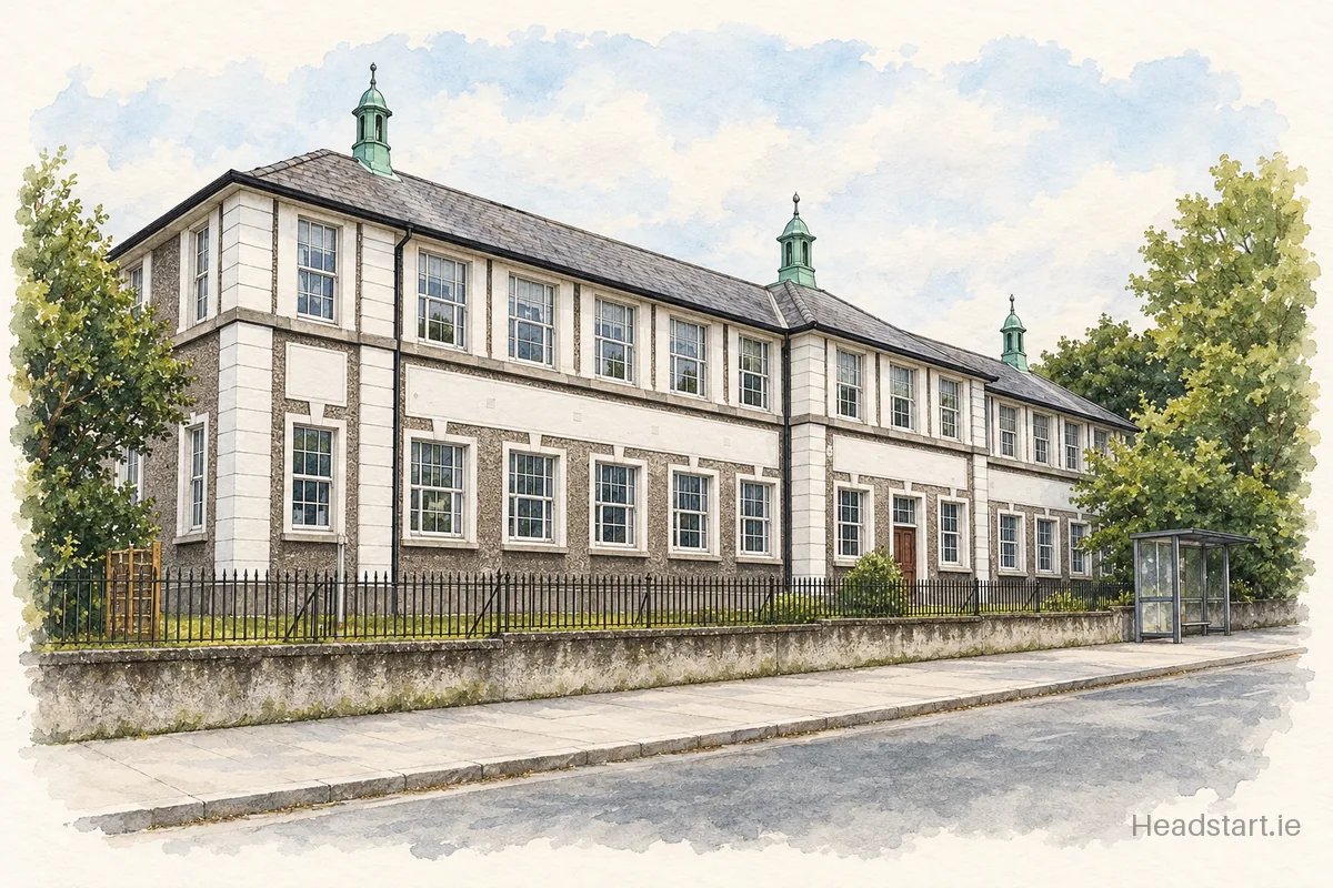 Watercolour illustration of the Corpus Christi National School Drumcondra building, Drumcondra