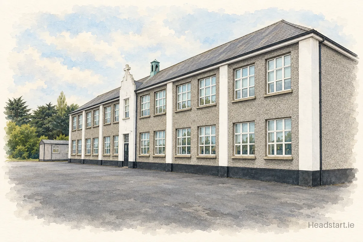 Watercolour illustration of the St. Vincent's Primary School building, Glasnevin