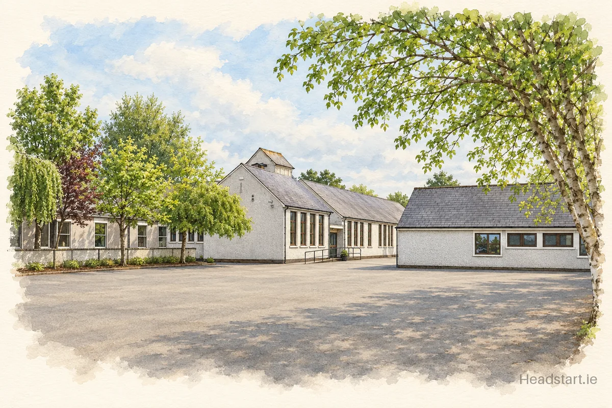 Watercolour illustration of the St. Corban's Boys National School building, Naas