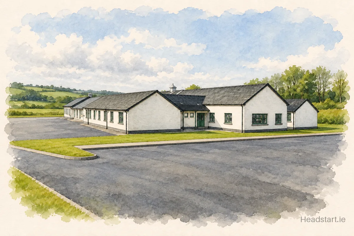 Watercolour illustration of the St Edwards National School building, Sligo