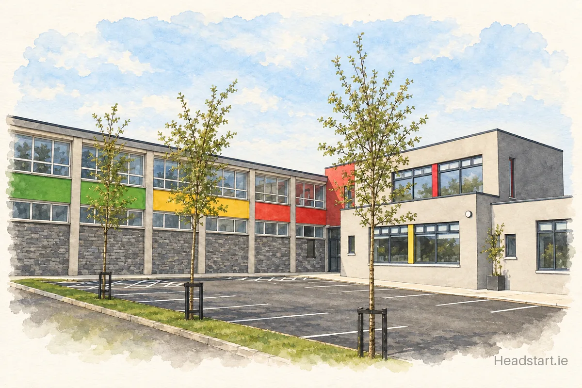 Watercolour illustration of the St John Of God National School building, Kilkenny