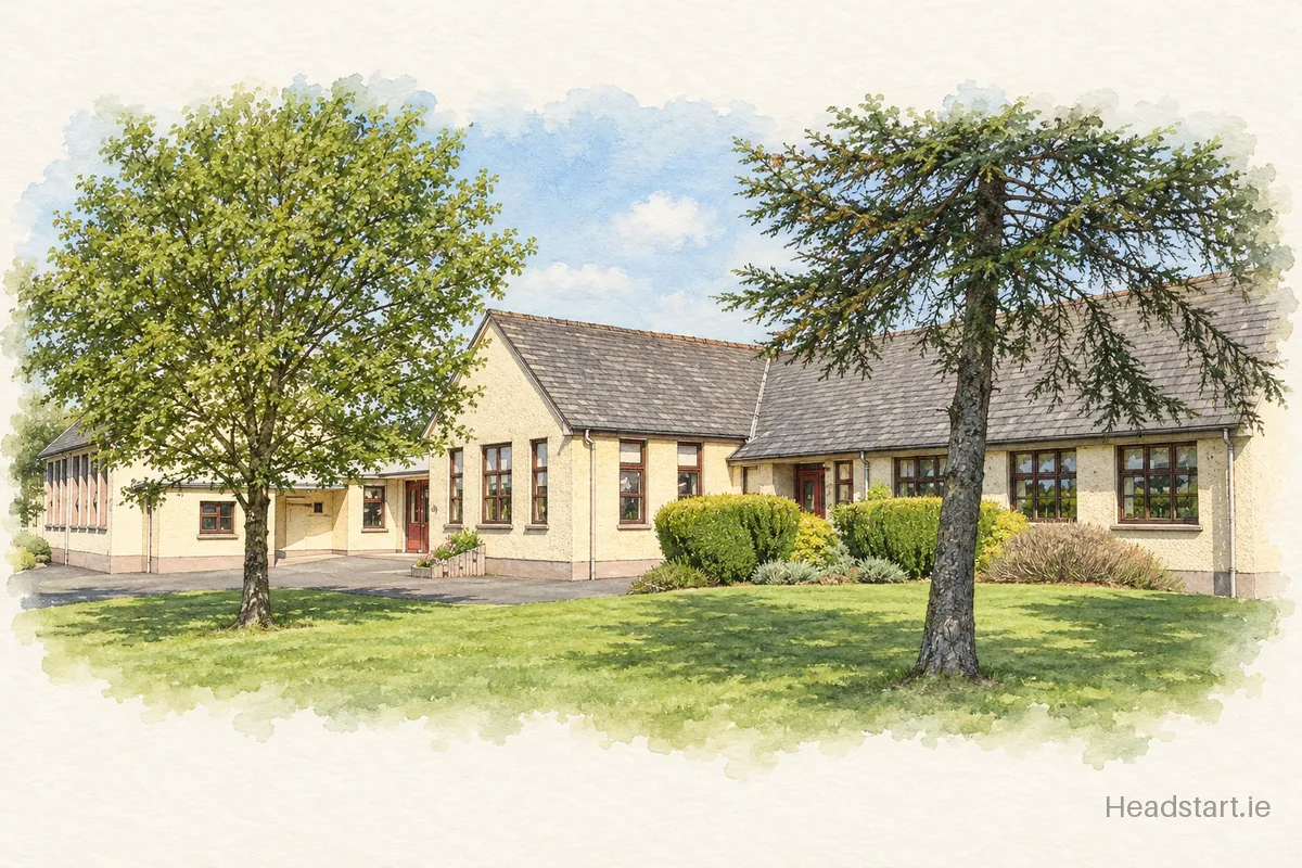 Watercolour illustration of the St Joseph's National School Donard building, Enniscorthy