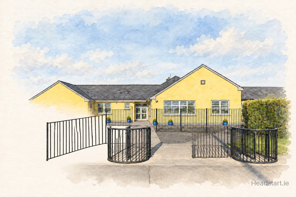 Watercolour illustration of the Patrickswell National School building, Limerick