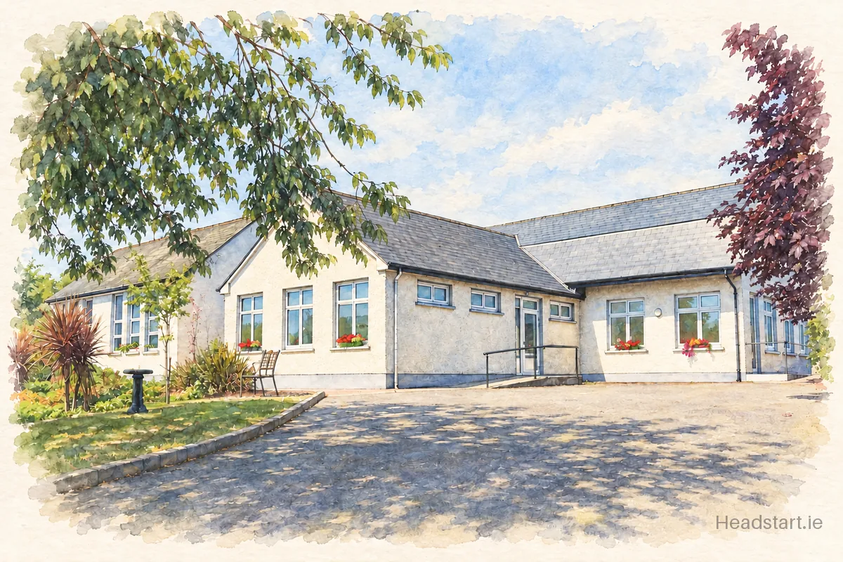 Watercolour illustration of the St Marys National School building, Enniscorthy