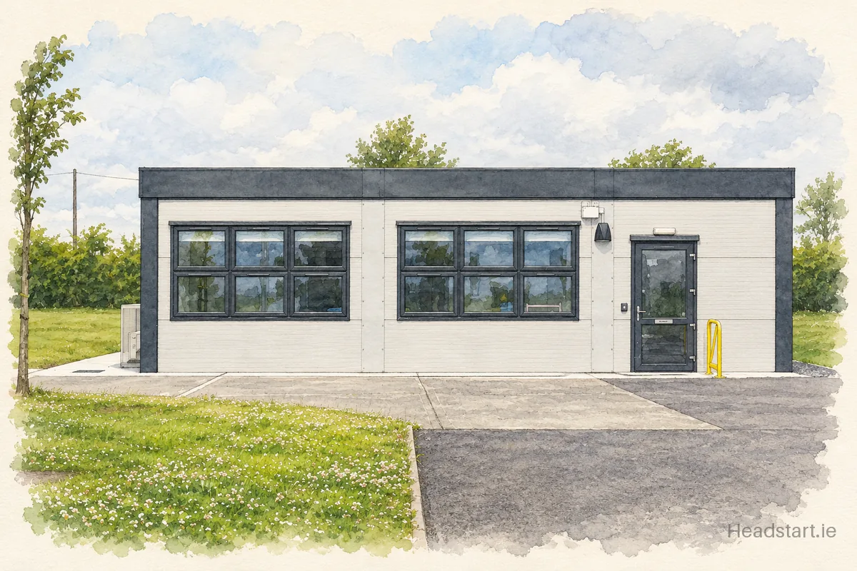Watercolour illustration of the Duleek Girls National School building, Duleek