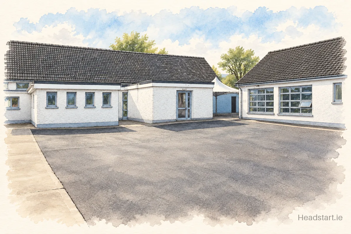 Watercolour illustration of the Muire Na Mainistreach building, Killarney