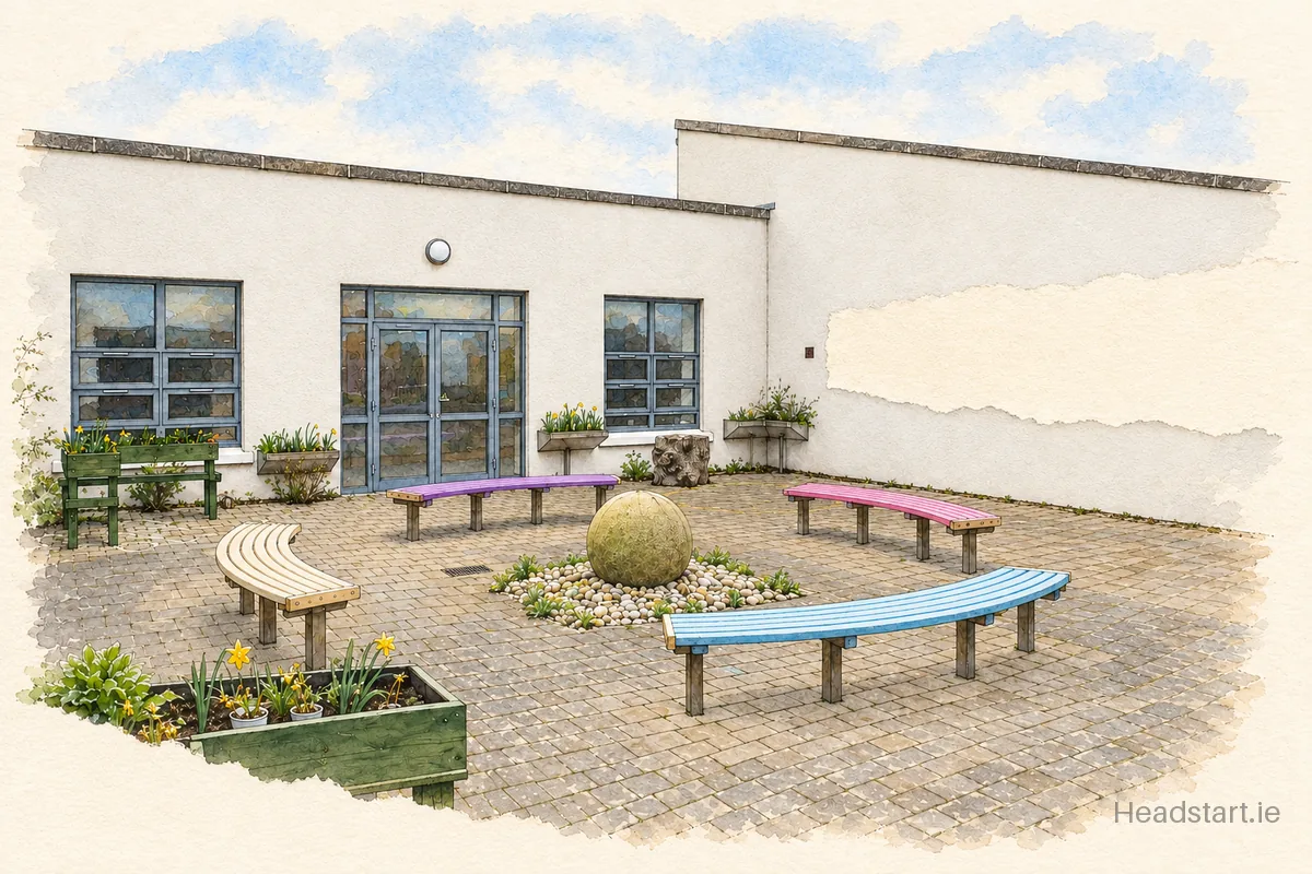 Watercolour illustration of the Enable Ireland Sandymount School building, DUBLIN 4
