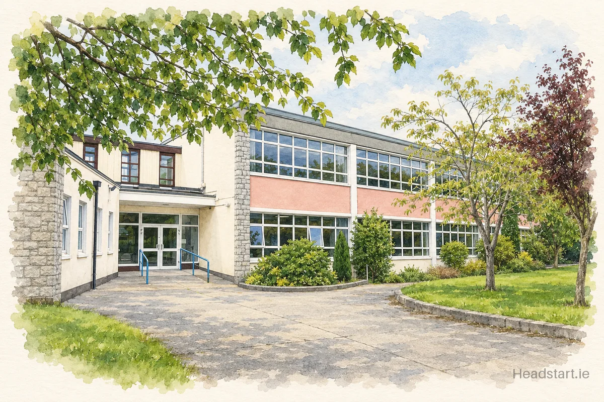 Watercolour illustration of the St Augustines School building, Blackrock