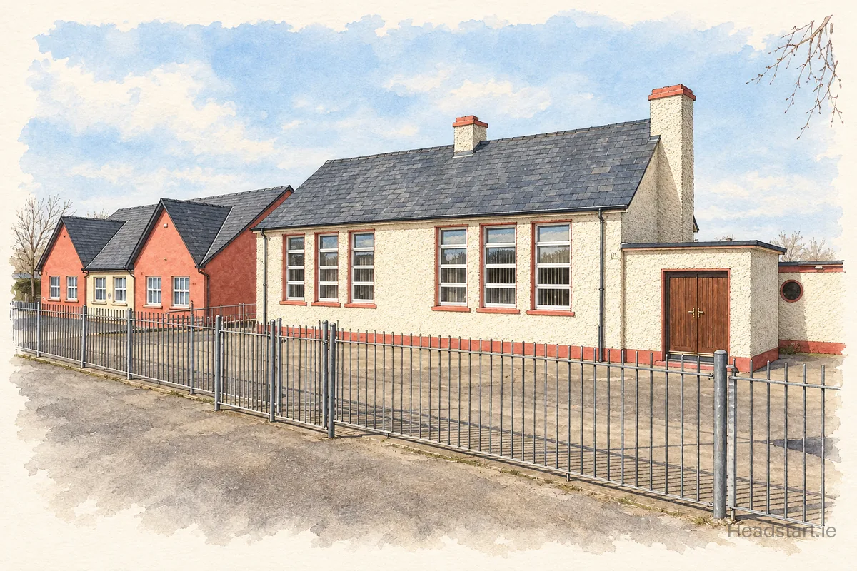 Watercolour illustration of the Scoil Mhuire building, Clonmel