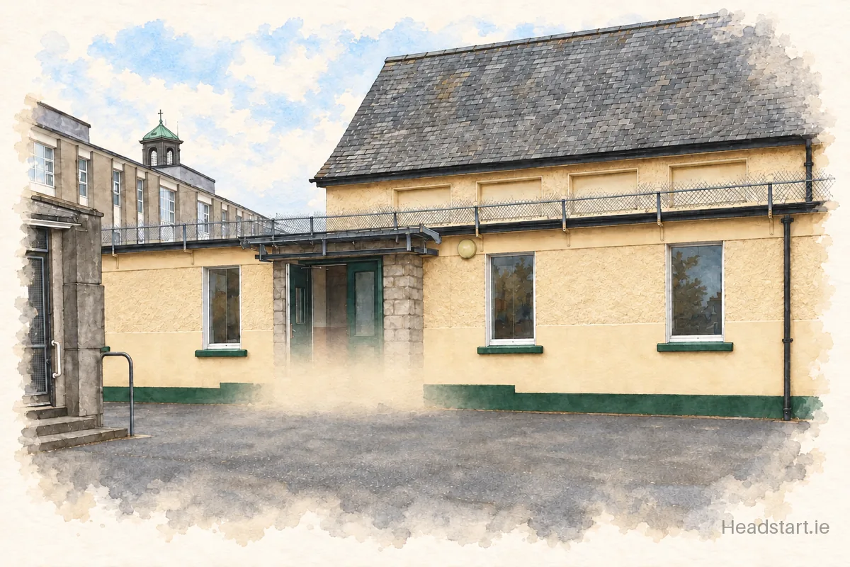 Watercolour illustration of the St John Bosco Junior Boys' School building, Dublin 7