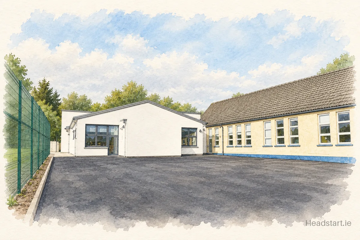 Watercolour illustration of the Morningstar National School building, Ballyphehane