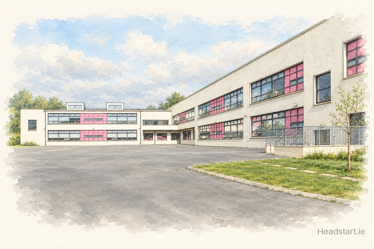 Watercolour illustration of the Realt Na Mara (C) building, Donacarney