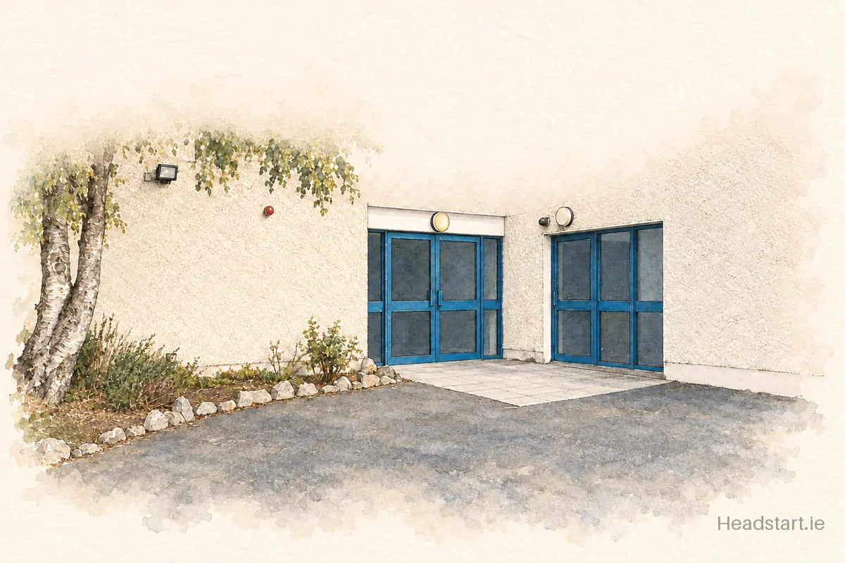 Watercolour illustration of the St Peters Special School building, 59 Orwell Road