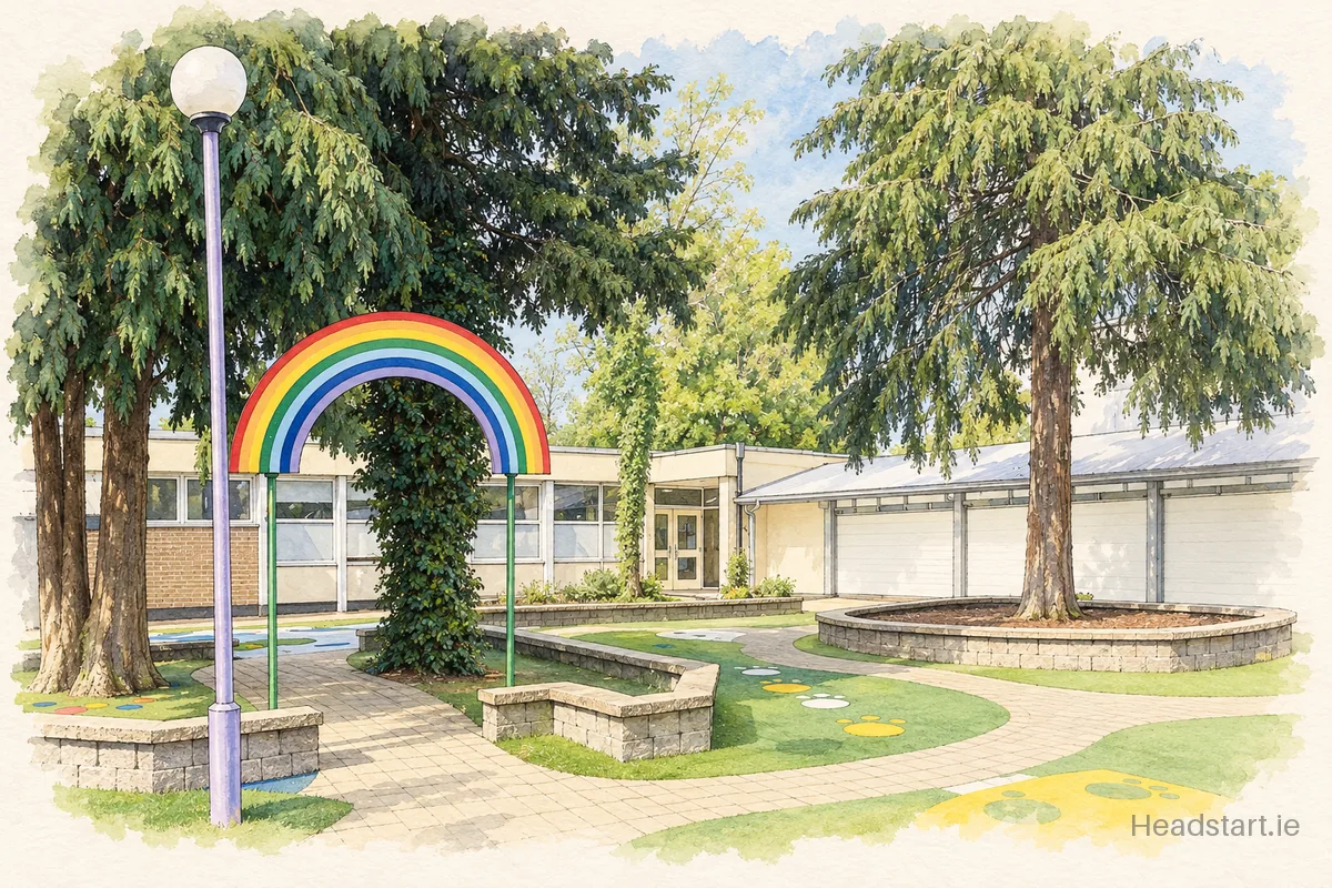 Watercolour illustration of the St Raphaels Special School building, Celbridge