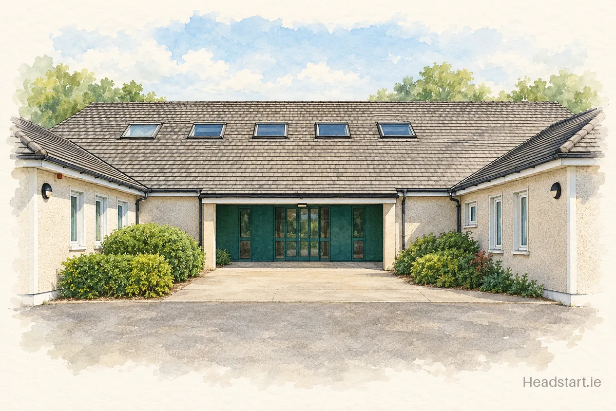 Watercolour illustration of the St Josephs Special School building, Galway