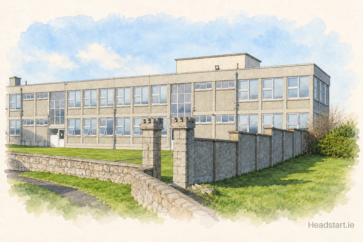 Watercolour illustration of the Loreto National School building, Dalkey