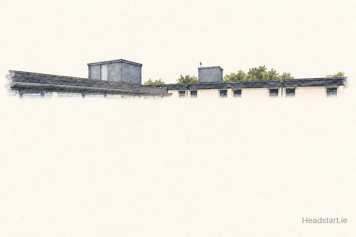 Watercolour illustration of the St Patrick Girls National School building, Rathfarnham