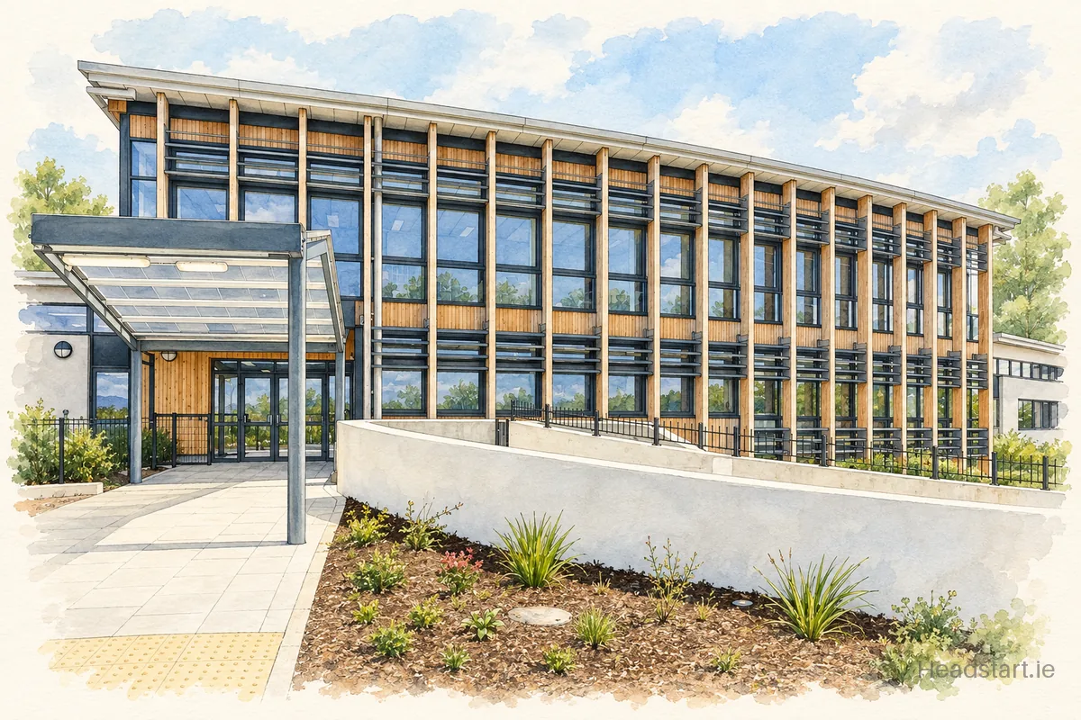 Watercolour illustration of the St Patricks Special School building, Enniscorthy