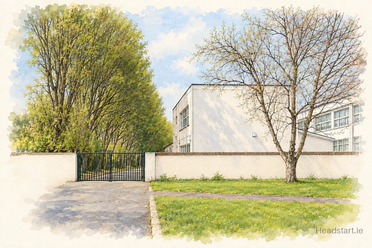 Watercolour illustration of the Our Lady Of Victories Infant National School building, Dublin 9