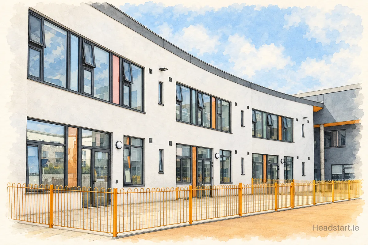 Watercolour illustration of the Ballyowen Meadows building, Dun Laoghaire