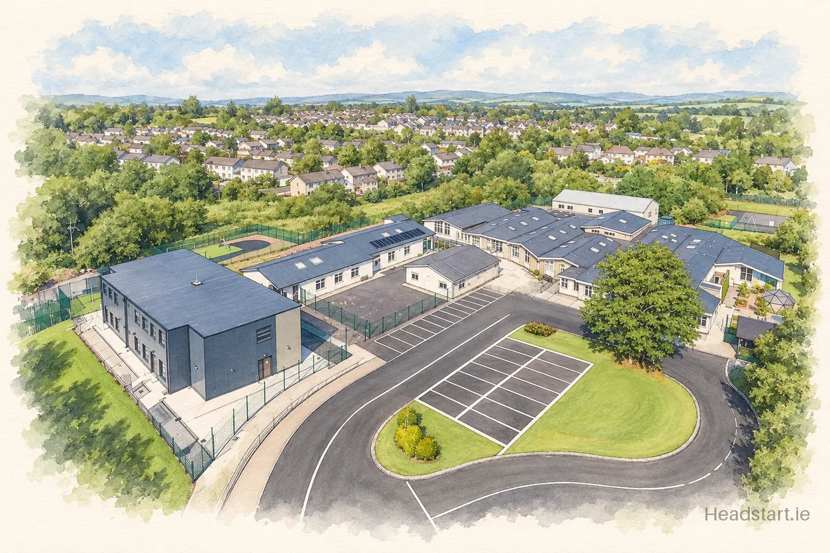 Watercolour illustration of the St Annes S S building, Ennis