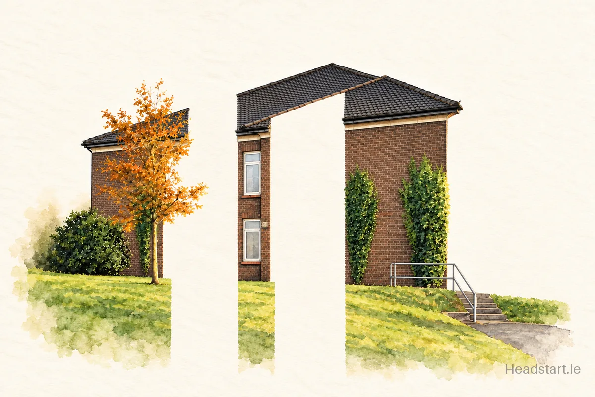 Watercolour illustration of the St. Brendan's Girl's National School building, Cork (northside)