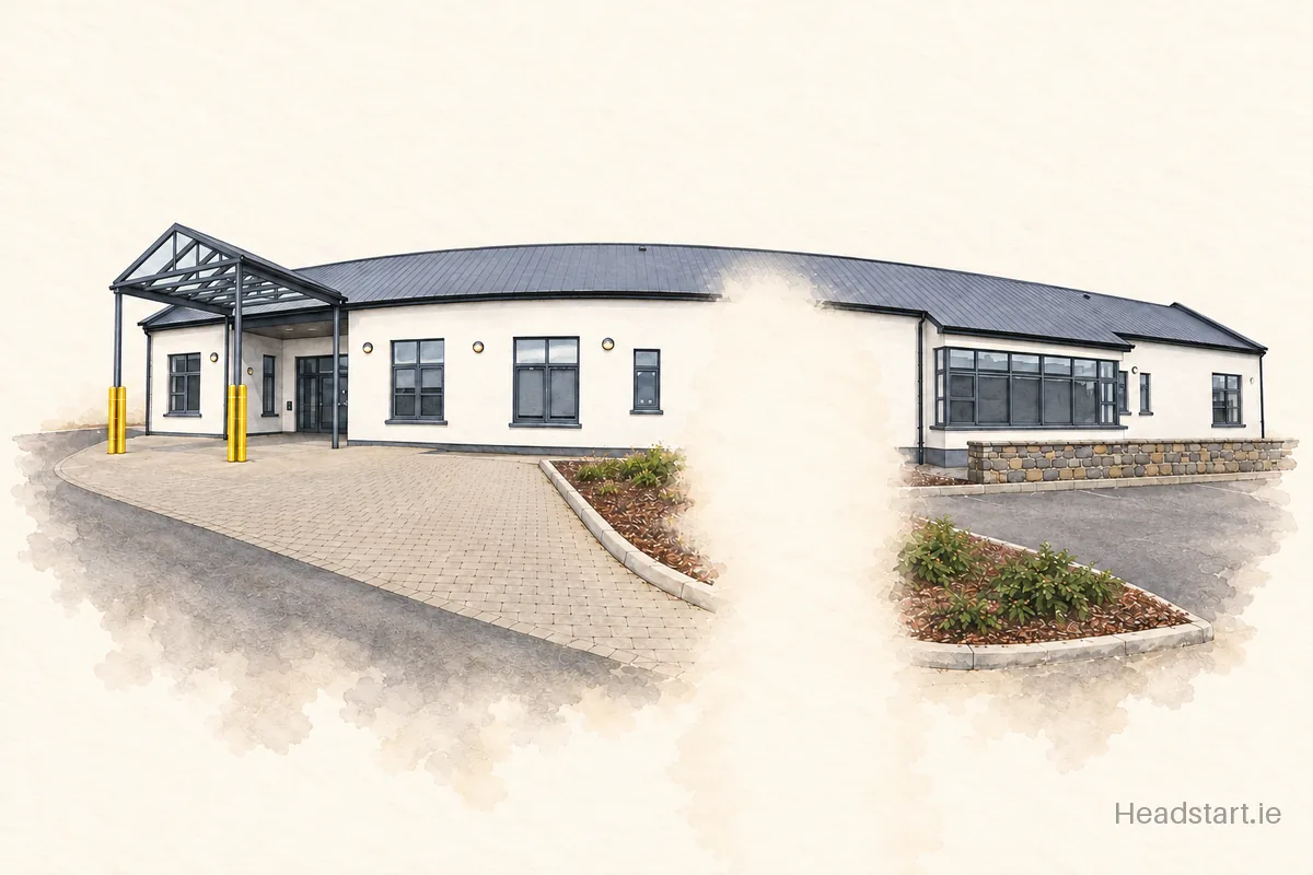 Watercolour illustration of the St Christophers S S building, Longford