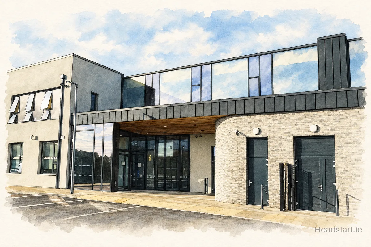Watercolour illustration of the St Marks Special School building, Newbridge