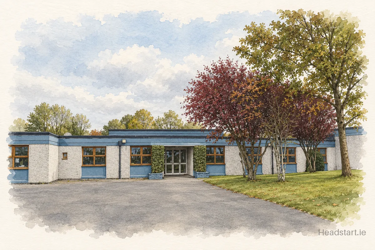 Watercolour illustration of the Talbot Senior National School building, Clondalkin