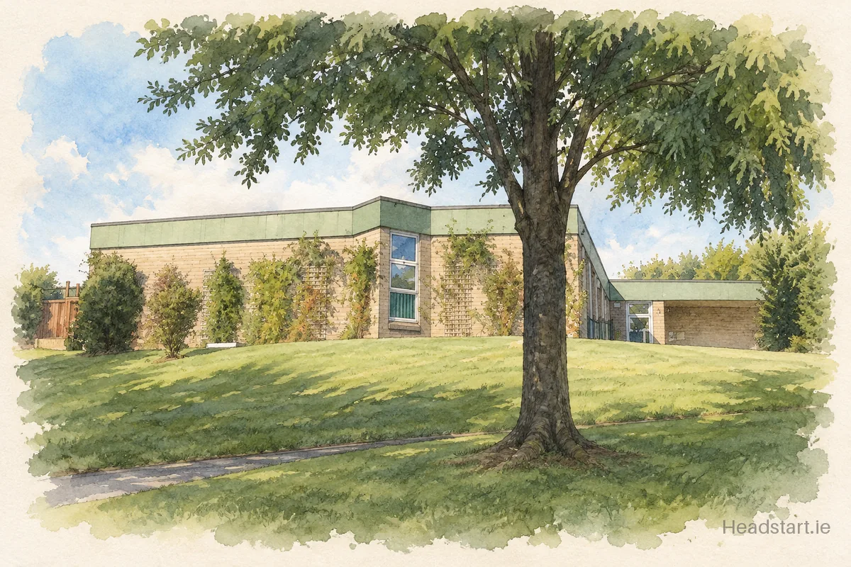 Watercolour illustration of the St Catherines Special School building, Newcastle