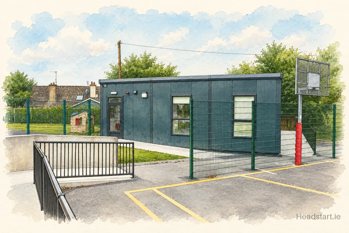 Watercolour illustration of the Inchicronan Central / Crusheen National School building, Crusheen